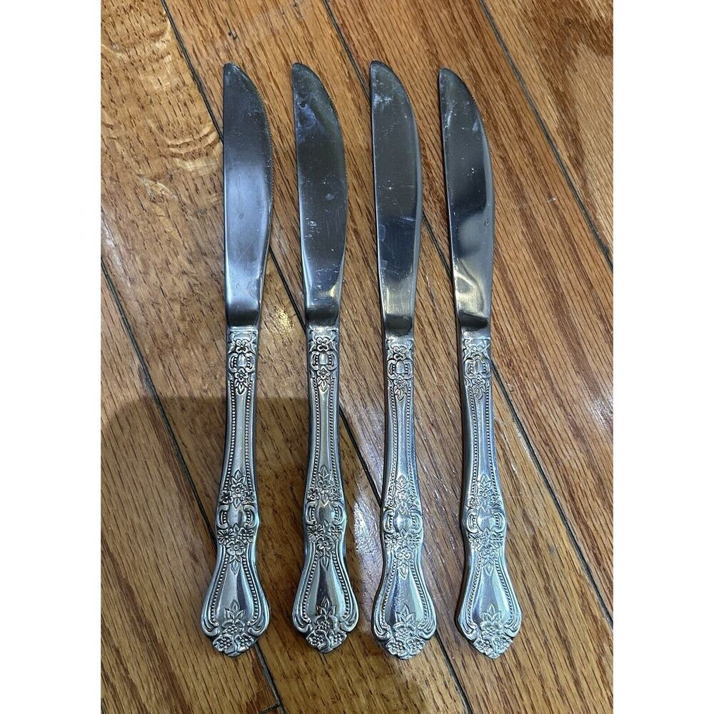rogers stainless flatware Knives Lot 4‎ Count Rose Pattern